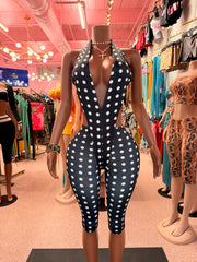 Dot Me Down Capri Jumpsuit – Black 🖤