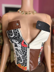 Road Circuit Tube Top- Brown Multi