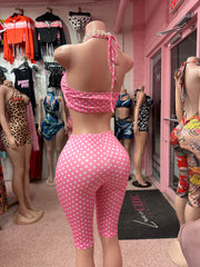 Pink Polka Doll Capri Set