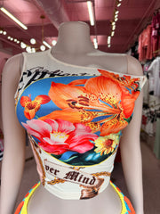 Tropical Daydream Top Only- Ivory Multi
