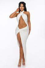 Cross Halter Top & Twist Slit Maxi Dress- Off White