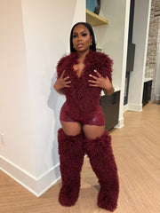 Shaggy Mongolian Halter Top- Wine