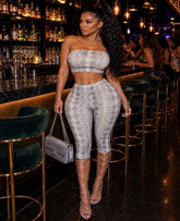 Slither Chic Capri Set – Ash Gray Snakeskin