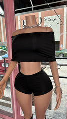 All Or Nothing Three Piece Short Set- Black