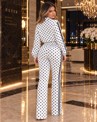 Pretty On The Dot Jogger Set – White