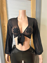 Messy Mesh Coverup Top- Black