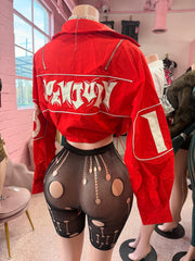Major League Baddie Cropped Drawstring Jacket - Red back