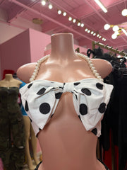 Pretty in Polka Pearl Top- White