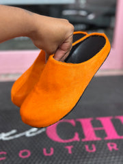 Fuzzy Slipper Slides- Orange