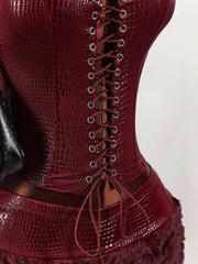 Rich Energy Corset & Fur Mini Skirt Set