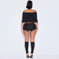 All Or Nothing Three Piece Short Set- Black