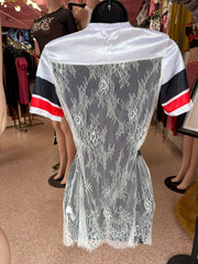 Varsity Vixen Lace Jersey Dress- White