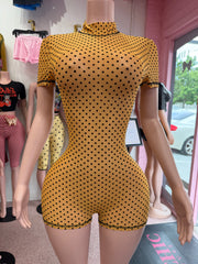 Spot Me Now Romper- Mustard