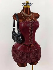 Rich Energy Corset & Fur Mini Skirt Set