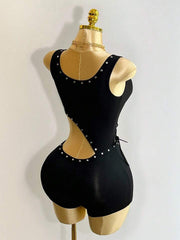 Rebel Energy Lace-Up Romper- Black