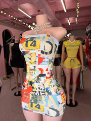 Street Gallery Graphic Mini Dress- Multi