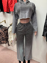 Rhinestone Ombré Hoodie Pant Set – Gray
