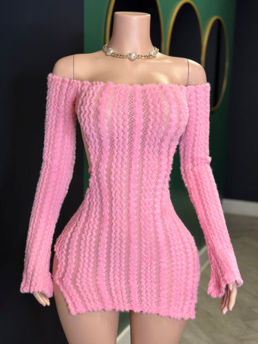 Fuzzy Gal Mini Dress- Pink