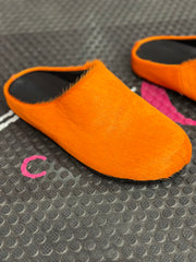 Fuzzy Slipper Slides- Orange