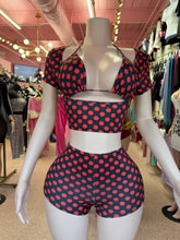Dot The Rules 3PC Short Set- Red/Blk