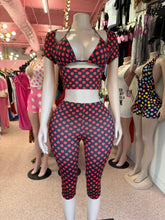Dot The Rules 3PC Capri Set- Red/Blk