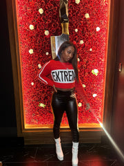 Extreme Cropped Sweater Top- Black