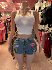 Fast Lane Patch Denim Shorts