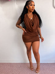 Rich Taste Mini Dress – Brown