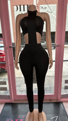 Lead The Way Two Piece Jumpsuit Set- Black