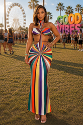 Color Me Bad Abstract Maxi Dress- Multi