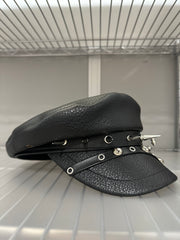 Black PU Leather Spike Hat