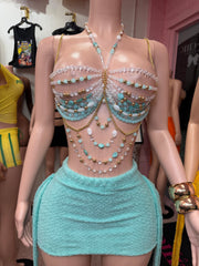 Mermaid Money Beaded Skirt Set – Aqua