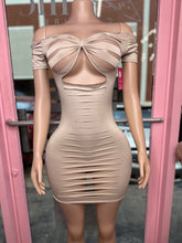 Die Cut Bodycon Dress- Nude/Taupe