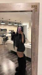 *Pre-Order 10-15 business days then ship* Shaggy Mongolian Fur Thigh High Boots- Black