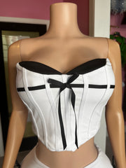 Showing Up Pretty Corset Crop Top & Skirt Set- White