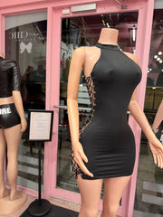 Jealousy Activated Side Lace Up Dress- Black