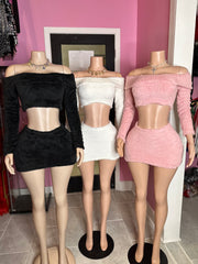 Soft Touch Fuzzy Skirt Set- Various Colors