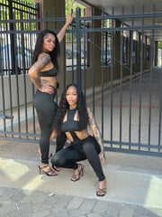 You've Got Mail Halter Jumpsuit- Black