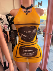 Trouble Kisses Dress- Yellow - front (featured)