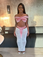 Velvet Temptation Ruched Skirt Set- Pink