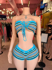 Blue Lagoon Crochet Short Set – Aqua