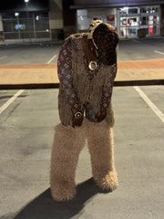 *Pre-Order 10-15 business days then ship* Shaggy Mongolian Fur Thigh High Boots- Tan