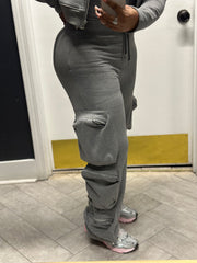 Airport Runs Cargo Pant Set-Grey
