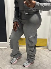 Airport Runs Cargo Pant Set-Grey