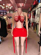 Rum Punch Beaded Skirt Set- Red