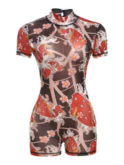 Tattoo Mesh Romper - Multi