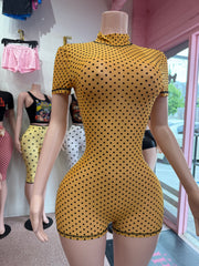 Spot Me Now Romper- Mustard