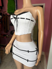 Showing Up Pretty Corset Crop Top & Skirt Set- White