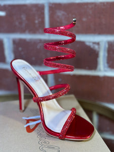 Embellished Around The Ankle Heel- Red
