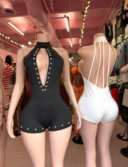 Private Access Studded Romper – Black & White
